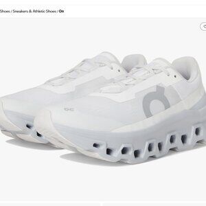 On Cloudmonster Running Shoe (Women) size 10.5 white/glacier worn once looks new